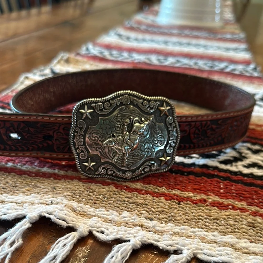 Brown Kids Belt with Silver Buckle